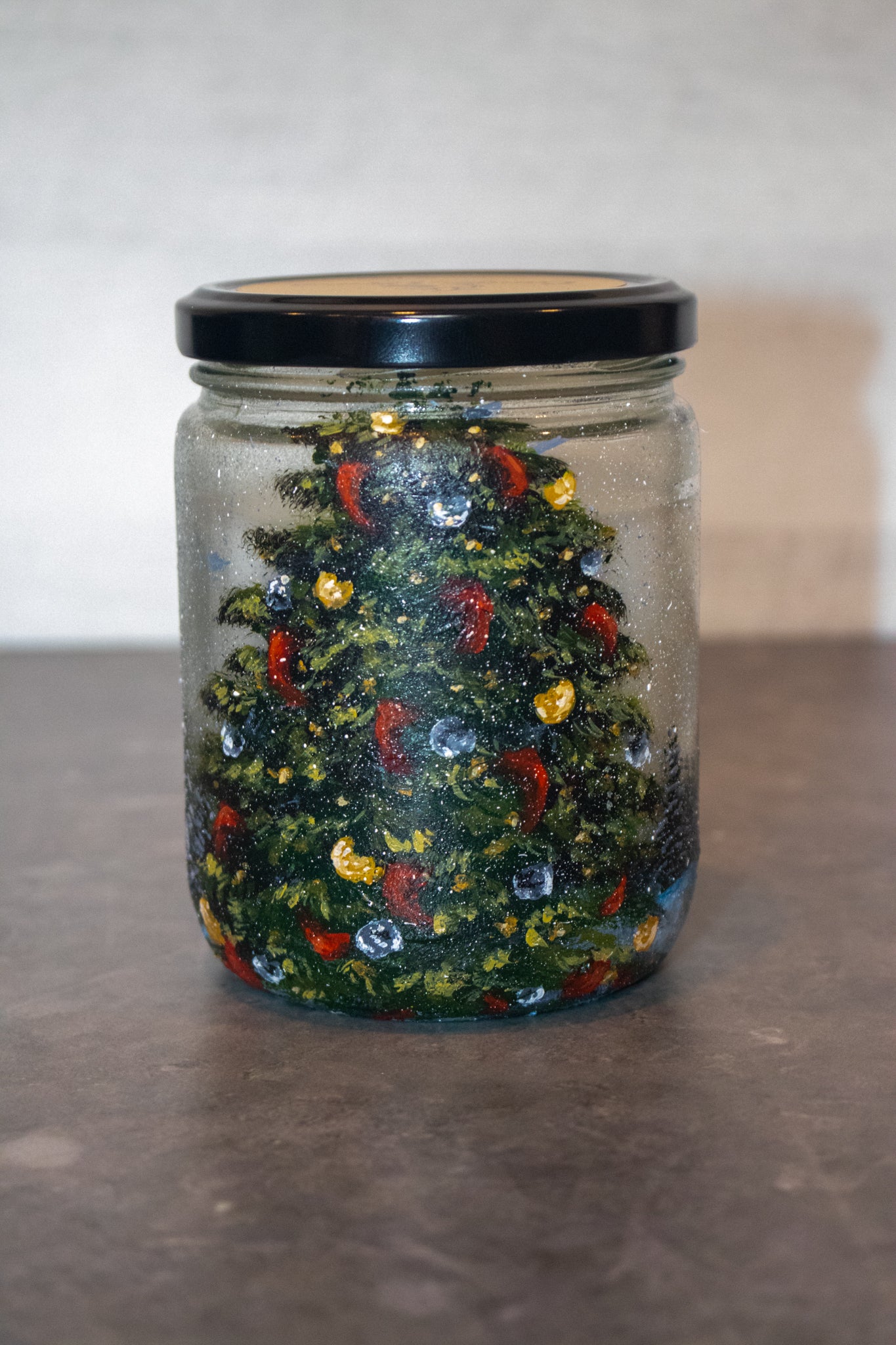 Hand Painted Christmas Tree Jar